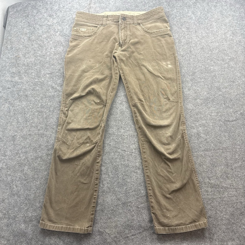 Kuhl Kanvus Jean Pants Mens 33x30 Brown Hiking Patina Dye Articulated Knee